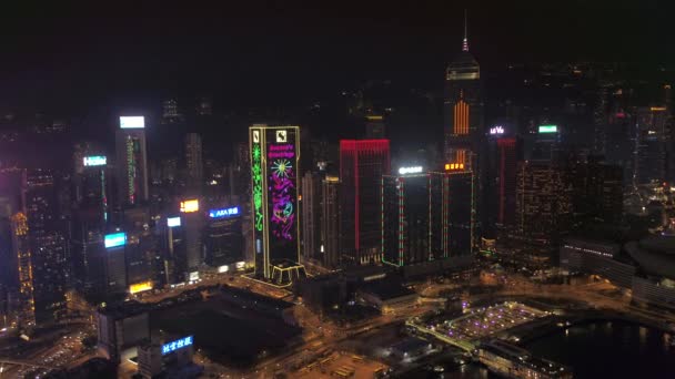 Hong Kong Aerial V86 Letící Nízko Wan Chai Oblasti Pánve — Stock video