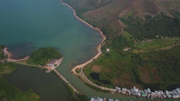 Hong Kong Aerial V95 Birdseye View Flying Tai Fishing Village — Video Stock