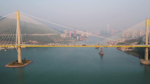 Hong Kong Aerial V99 Zboară Jos Deasupra Podului Ting Kau — Videoclip de stoc
