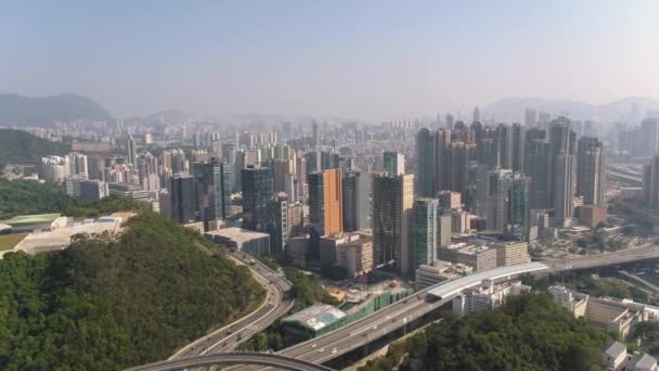 香港航空V109街の景色を望むチョン沙ワンエリアにライチーコック上空を飛ぶ低 2月2017 — ストック動画