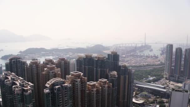 Hong Kong Aerial V110 Volando Bajo Alrededor Edificios Complejos Condominios — Vídeo de stock