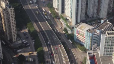 Hong Kong Havacılık v139 Birdeye Manzarası Shau Kei Wan bölgesi üzerinde uçuyor sokaklar Cineflex - Şubat 2017