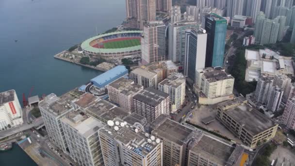 香港航空 144Birdseye俯瞰柴湾地区上空 2017年2月 — 图库视频影像