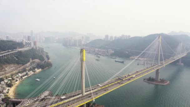 Hong Kong Aerial V159 Zbor Scăzut Jurul Podului Ting Kau — Videoclip de stoc