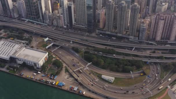 Hong Kong Aerial V181 Birdseye View Volant Autour Tunnel Entrée — Video
