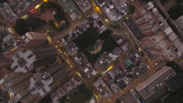 Hong Kong Aerial V196 Flying Kowloon City Looking Vertically Dusk — Stock Video