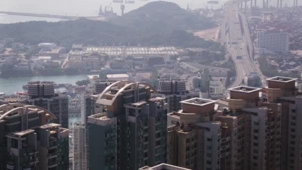 Hong Kong Aerial V206 Closeup Birdseye Kilátás Repülnek Alacsony Körül — Stock videók