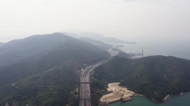 Hong Kong Aerial V218 Volando Sobre Puente Kap Shui Mun — Vídeos de Stock