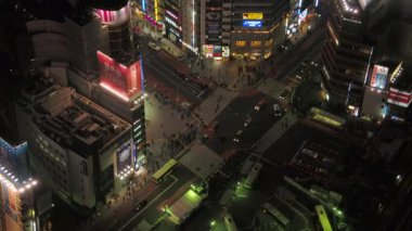 Tokyo Japon Hava V103 Birdeye Manzarası ünlü Shibuya kavşağında alçaktan uçuyor - Şubat 2017