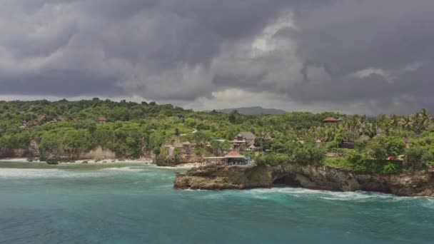 Bali Indonesia Aerial V34 Voando Direção Direção Secret Point Beach — Vídeo de Stock