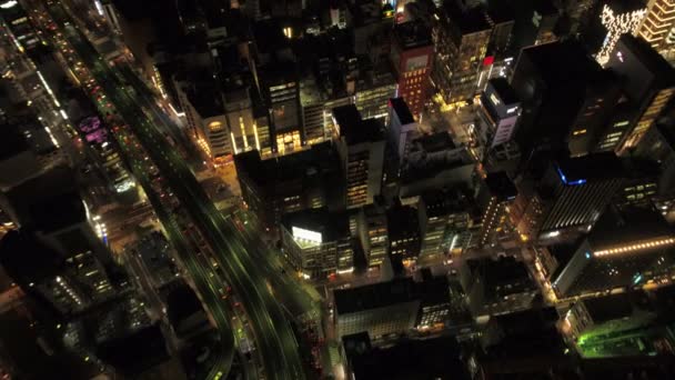 Tokio Japan Luchtfoto V50 Birdseye Uitzicht Vliegen Laag Ginza Gebied — Stockvideo