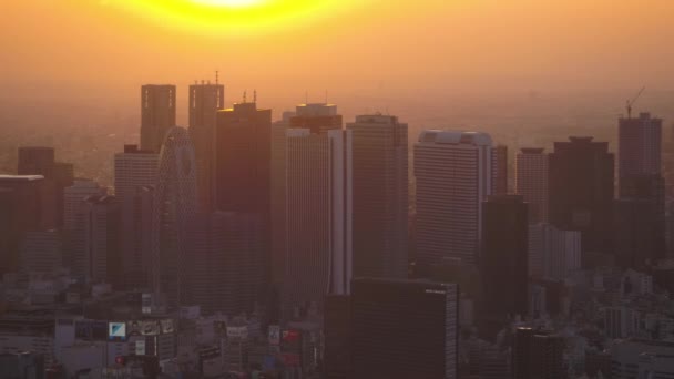 Tokyo Japan Aerial V55 Flying Downtown Shinjuku Area Panning Cityscape — Stock video