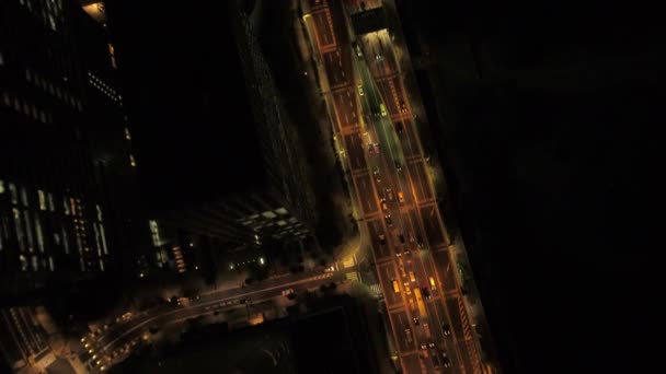 Tokyo Japan Aerial V51 Vertical View Flying Low Highway Night — Video Stock