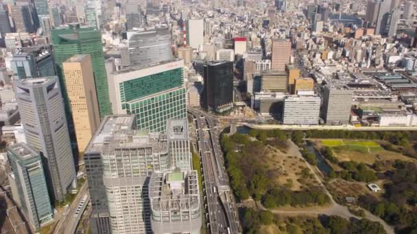 Tokyo Japan Aerial V37 Birdseye View Flying Low Hamarikyu Park — Video Stock