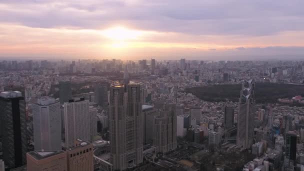 Tokyo Japan Aerial V115 Volare Sull Area Shinjuku Con Vista — Video Stock