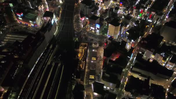 Tokyo Japan Aerial V110 Birdseye View Flying Shinjuku Station Area — Video Stock