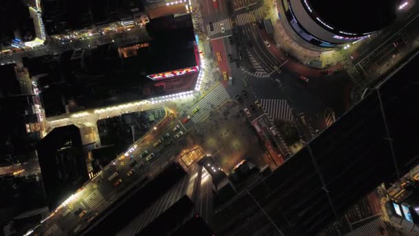Tokyo Japan Aerial V89 Vista Vertical Pássaro Sobre Famosa Travessia — Vídeo de Stock