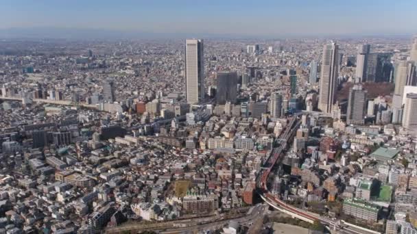 Tokyo Japan Aerial V90 Flying Yoyogi Park Panning Cityscape Views — Stock Video