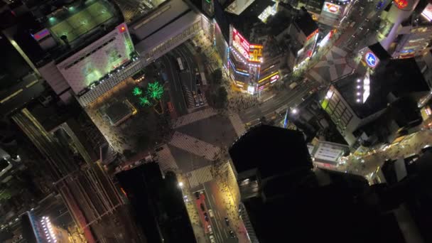 Tokyo Japan Aerial V107 Birdseye View Flying Low Famous Shibuya — Video Stock