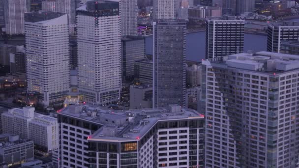 Tokio Japan Luftaufnahmen Aus Der Vogelperspektive Die Der Abenddämmerung Wohnkomplexe — Stockvideo