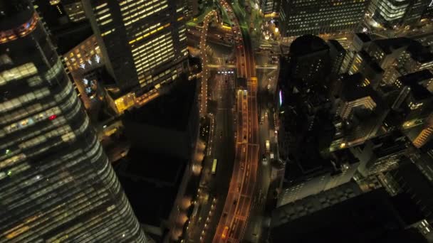 Tokyo Japan Aerial V149 Birdseye Vista Volare Basso Sopra Ginza — Video Stock