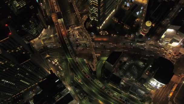 Tokyo Japon Vue Aérienne V150 Birdseye Survolant Région Ginza Nuit — Video