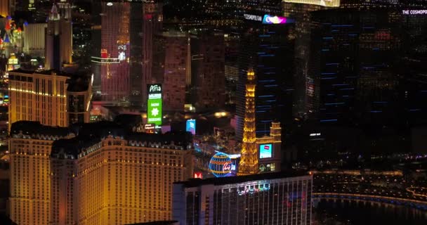 Las Vegas Hava Aracı V45 Panoramik Görüntülerle Geceleyin Ana Şerit — Stok video