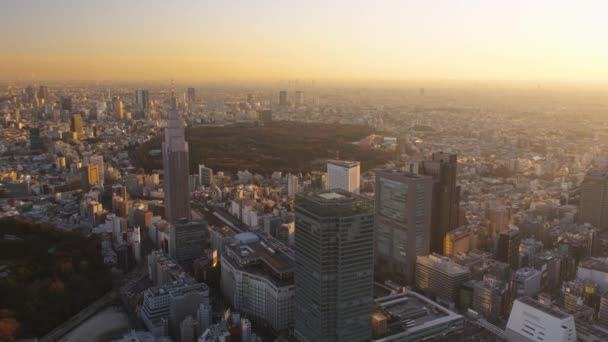 Tokyo Japan Aerial V98 Flying Low Shinjuku Panning Cityscape Views — Stok Video