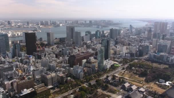 Tokyo Japan Aerial V120 Voando Baixo Sobre Área Minato Panorâmica — Vídeo de Stock