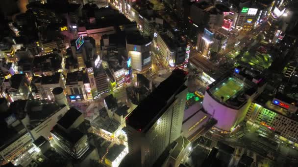 Tokyo Japan Aerial V106 Birdseye View Flight Famous Shibuya Intersection — стокове відео
