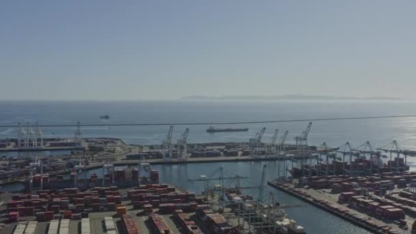 Long Beach Aerial Panoramisch Oceaanlandschap Uitzicht Haven Van Werf Oktober — Stockvideo