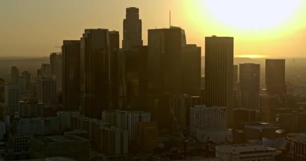 Los Angeles Aerial V148 Panoramique Sombre Paysage Urbain Centre Ville — Video