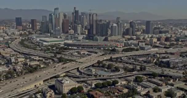 Los Angeles Aerial V176 Voando Para Longe Centro Cidade Rodovia — Vídeo de Stock