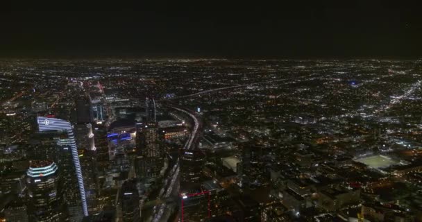 Los Angeles Aerial V156 Querung Der Innenstadt Der Nacht Von — Stockvideo