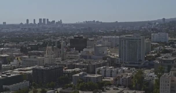 Los Angeles Aerial V188 Hollywood Centro Paisaje Urbano Panorámico Con — Vídeos de Stock
