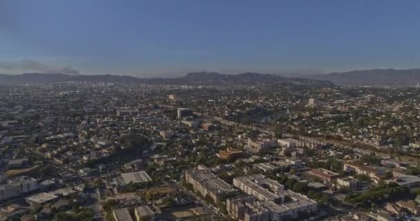 洛杉矶Aerial V139 Panning West Echo Park View Becoming Flying Straight — 图库视频影像