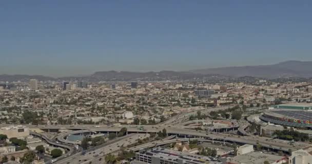 Los Angeles Havacılık V175 Şehir Merkezi Silueti Çevre Yolu Panoramik — Stok video