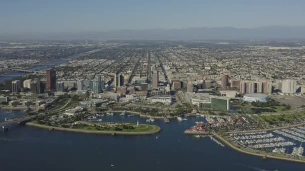 Long Beach Aerial Abstieg Über Den Yachthafen Mit Blick Auf — Stockvideo