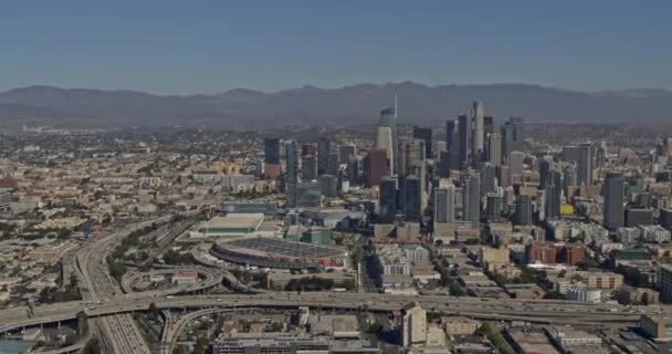 Los Angeles Aerial V177 Panoramic Centru Města Dálnice Městské Scenérie — Stock video