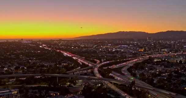 Los Angeles Aerial V227 Vista Panorámica Lenta Del Paisaje Urbano — Vídeo de stock