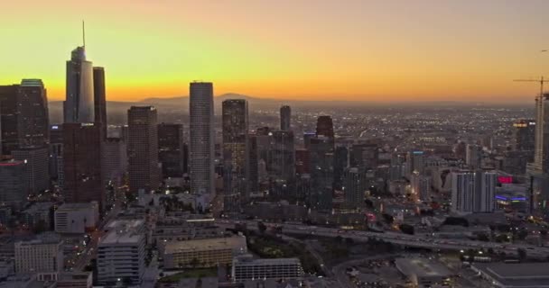 Los Angeles Aerial V235 Vliegen Parallel Aan Skyline Van Het — Stockvideo