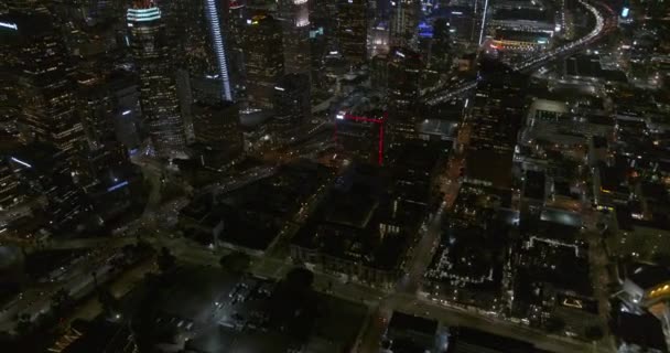 Los Angeles Havacılık V154 Gece Vakti Panoramik Kuş Bakışı Şehir — Stok video