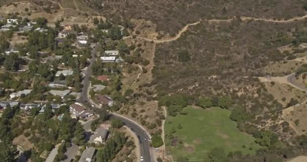 Los Angeles Aerial V183 Flying Looking Hollywood Hills Cityscape Downtown — Stock Video