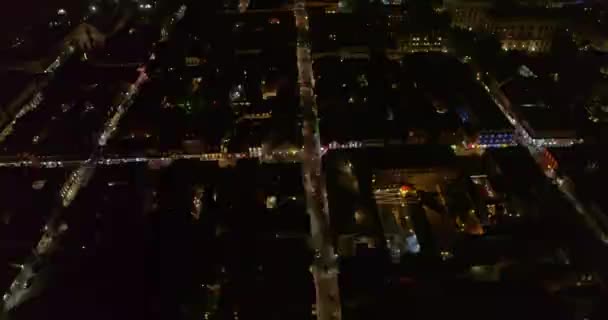Νέα Ορλεάνη Λουιζιάνα Aerial Nighttime Panning Vertical View French Quarter — Αρχείο Βίντεο