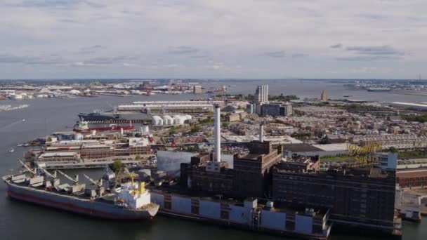 Baltimore Maryland Aerial Panoramique Lente Autour Zone Industrielle Locust Point — Video