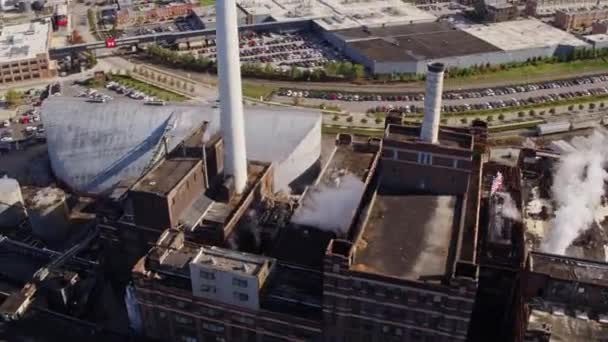 Baltimore Maryland Aerial V12 Birdseye Detailní Pohled Stavbu Cihel Párou — Stock video