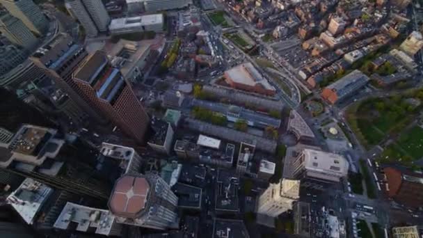 Boston Massachusetts Aerial V202 Birdseye Panning Vertical Faneuil Hall Marketplace — стокове відео