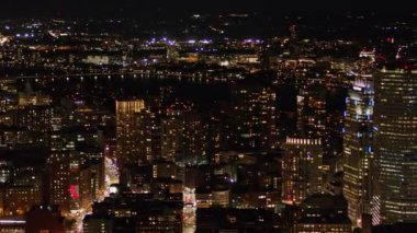 Boston Massachusetts Havacılık v200 Panoramik gece manzarası South End ve Downtown şehir manzaraları - Ekim 2017