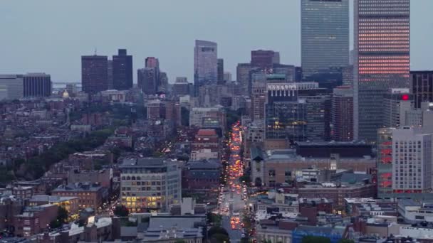 Boston Massachusetts Aerial V226 Picturesque True Panoramic Cityscape View Back — Stock Video