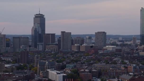 Boston Massachusetts Aerial V214 Panoramic Skyline View Moving Back Bay — Vídeo de Stock